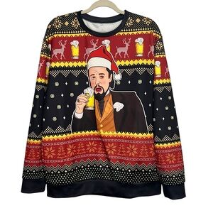Laughing Leo DiCaprio Meme Ugly Christmas‎ Sweater Size Large Men’s Sweatshirt